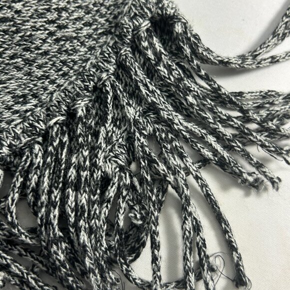 Valerie Stevens Petite Large Poncho Tunic Sweater Black White Fringe Boho - Picture 6 of 8